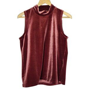 J. Crew Women's Mock Neck Velvet Sleeveless Red Blouse Size Small